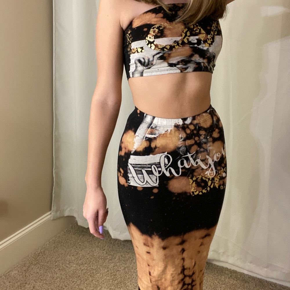 matching crop top and skirt